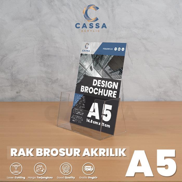 ` Rak Brosur Akrilik / Display Tempat Brosur Ukuran A5