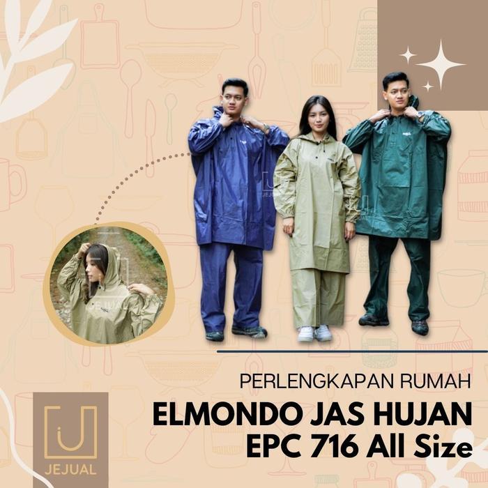 ELMONDO JAS HUJAN/MANTEL SETELAN EPC 716 ALL SIZE PONCO CELANA ONE SET HIJAU