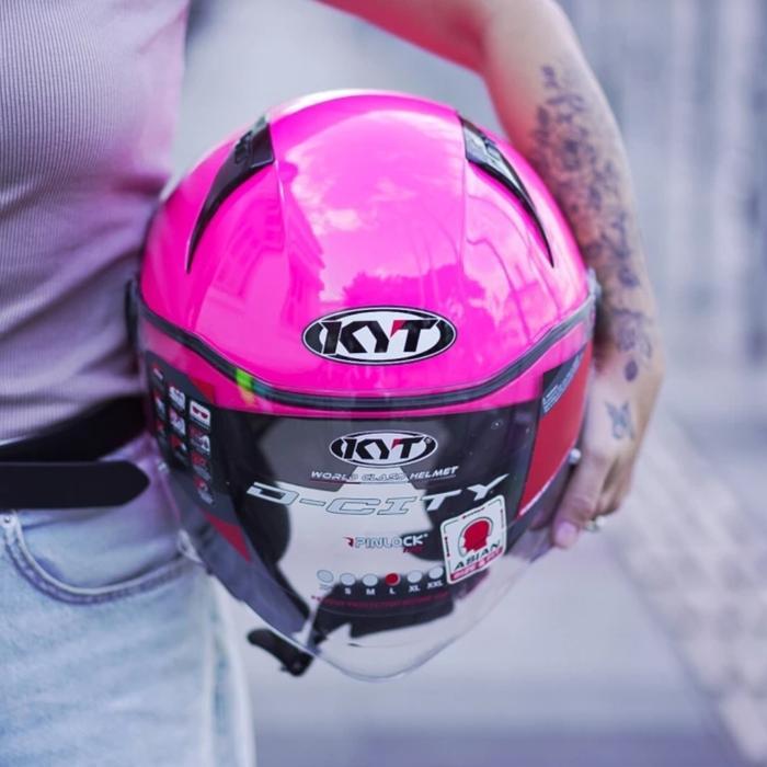 HELM KYT D-CITY PINK FUXIA RETRO MODERN CLASSIC VESPA DCITY HALFACE