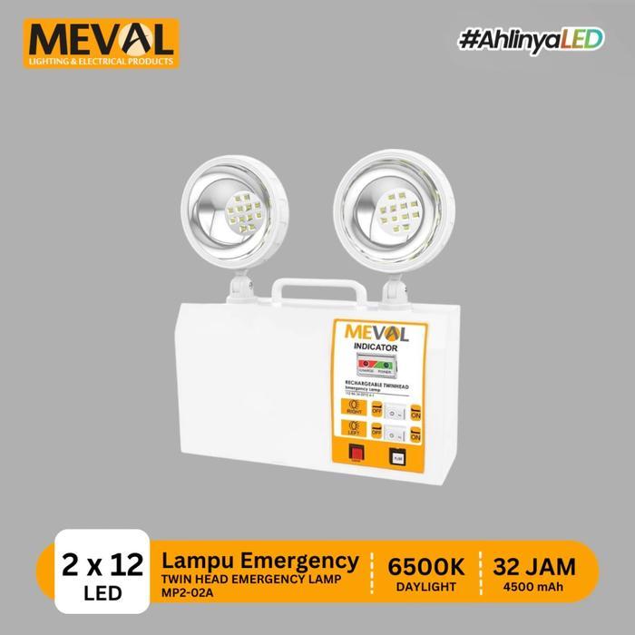 MEVAL - Lampu Emergency Twin Head 32 Jam Putih - Lampu Emergency Tahan 24 Jam / lampu emergency / 32
