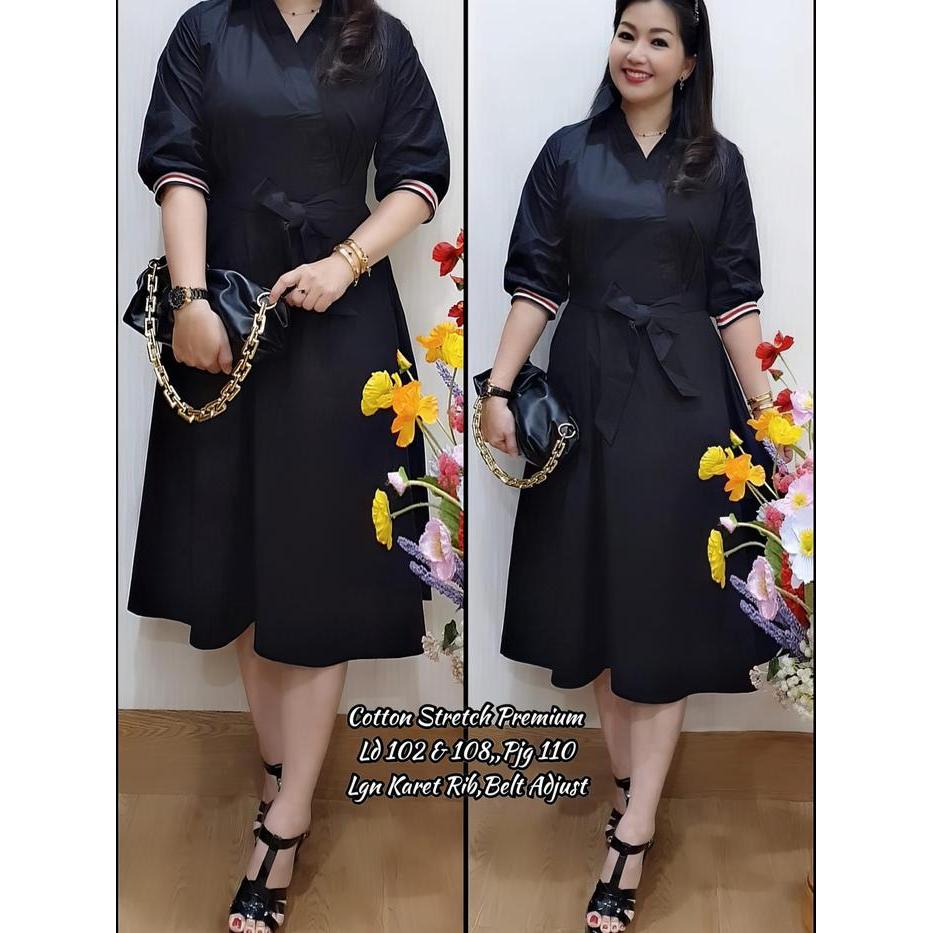 DresQuu- Dress Katun Vneck - Dress Korea - Gaun Casual - Gaun Putih