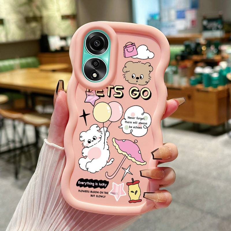 Casing Hp Untuk OPPO A78 Case Boneka Balon Cesing Kasing Macaron warna Kesing Ceillin Silikon Softca