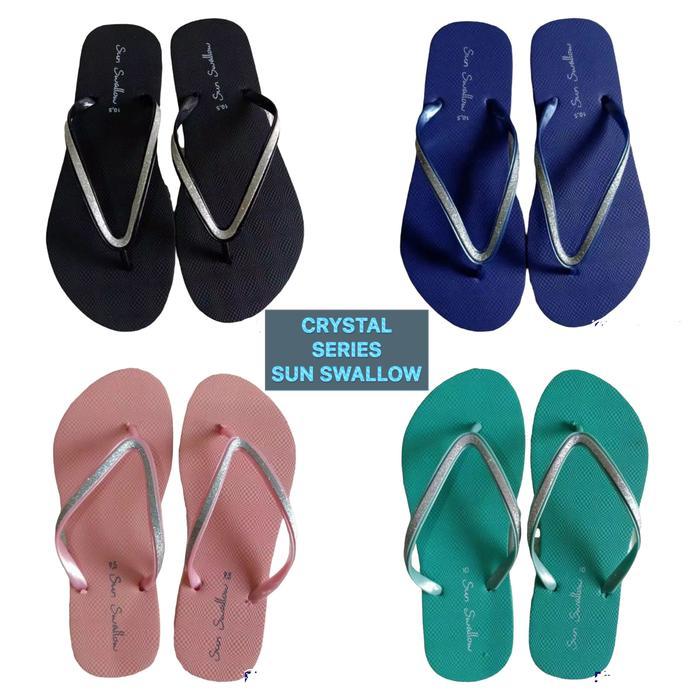 SANDAL JEPIT WANITA SUN SWALLOW CRYSTAL ORIGINAL