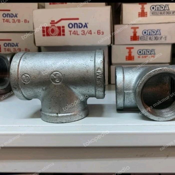 Tee galvanis drat 3" inch / tee besi galvanis