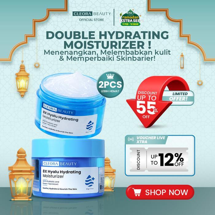 [HOT 2 PCS] Cleora Beauty 8x Hyalu Hydrating Moisturizer Cream Pelembab Wajah Whitening Membantu