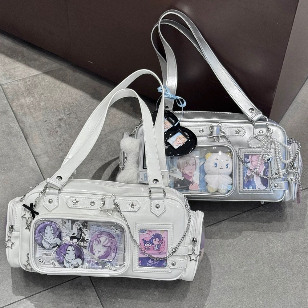 Star Chain Y2k Harajuku Shoulder Itabag Blue Lolita Girl Pain Bags Transparent Japanese Crossbody
