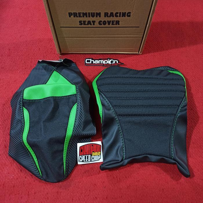 Racing Seat Cover Sarung Kulit Jok New Ninja 250Fi 250 Fi 2018 Green Best Quality