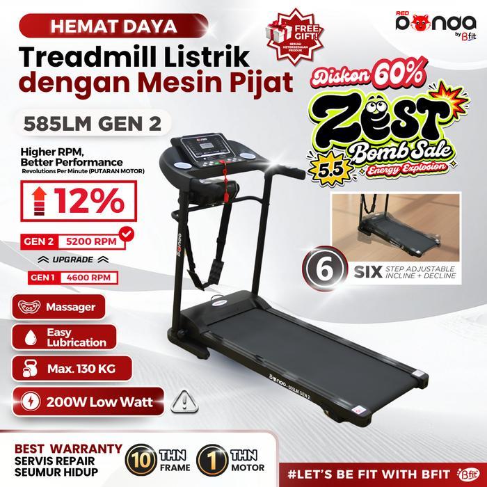 PROMO Treadmill Elektrik REDPANDA 585LM Multifungsi Murah Listrik Lipat Portable Low Watt Fitness