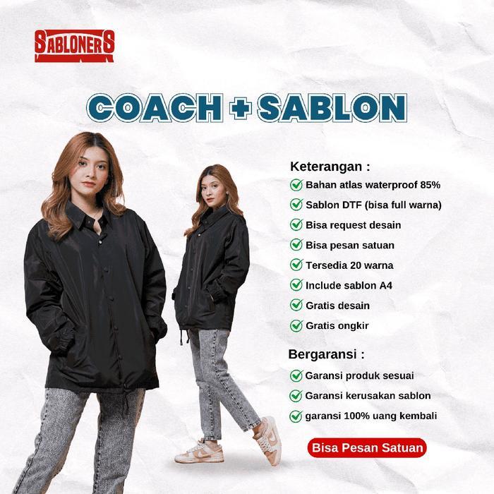 Konveksi Jaket Coach Jacket Waterproof Parasut Anti Air Custom Satuan Bordir / Sablon Print Dtf Full