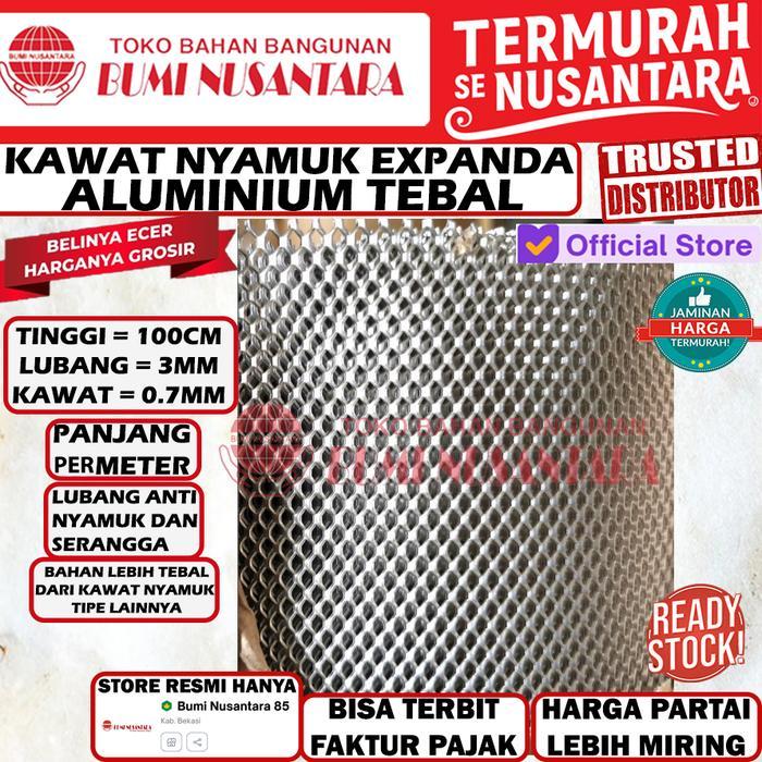 KAWAT NYAMUK ALUMINIUM 1 METER TEBAL LUBANG 3MM X TEBAL 0,7MM JILUMESH E0505 RAM EXPANDA EXPANDED