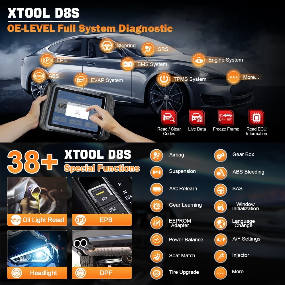 . Xtool D8W Automotive Diagnostic Tool Xtool D8S Ecu Coding Xtool D8 Bt -