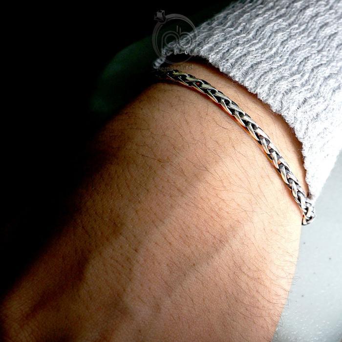 Gelang Pria Wanita Perak Asli 925 Jalin Padi Victorio Mini