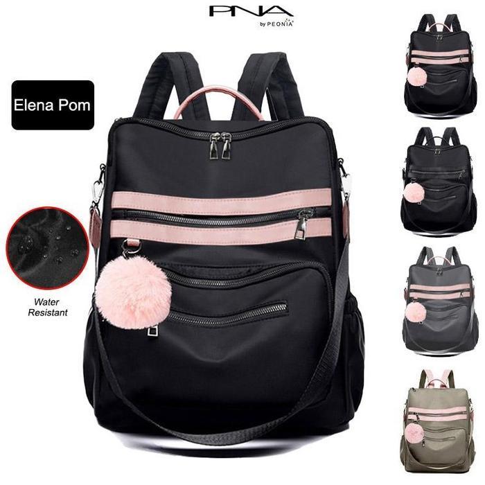 Oneda Bag - Pna Elena Pom Water Resistant Tas Ransel Besar Wanita Unisex Punggung Kantor Kerja