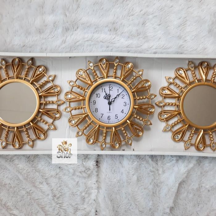 Jam Dinding Cermin Set Home Decor Wall Clock