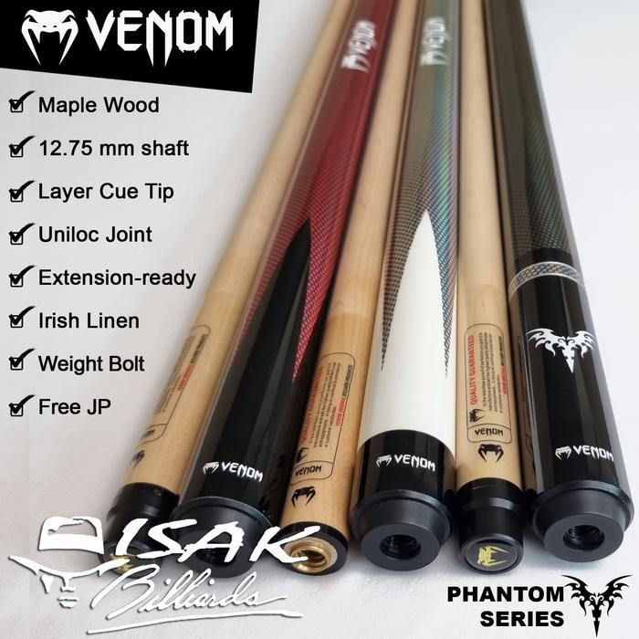 Venom Phantom Black Cue Phb - Uniloc Extension Bumper Stick Billiard