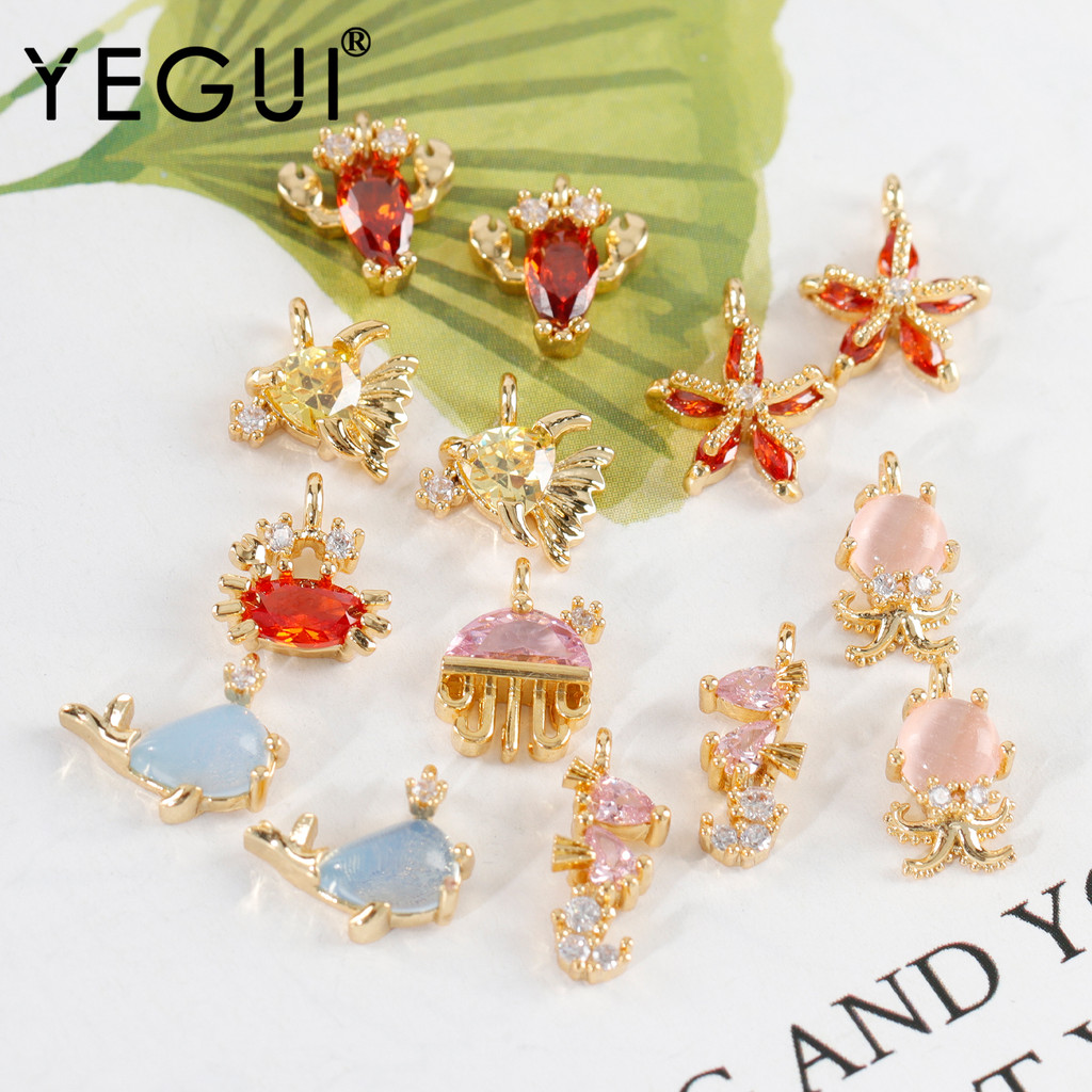 YEGUI M1004,jewelry accessories,18k gold plated,copper metal,zircons,charms,diy pendant,diy