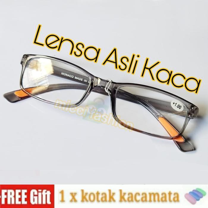 Termurah Kacamata baca plus pria asli lensa KACA kacamata super fokus