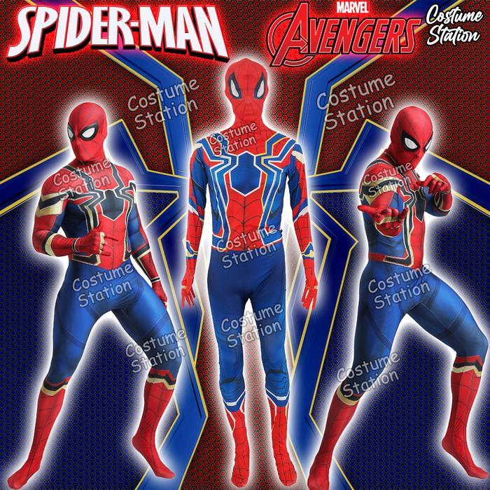 TERBARU Kostum Spiderman Blue Marvel / Costume Avengers Superhero pria dewasa ORIGINAL