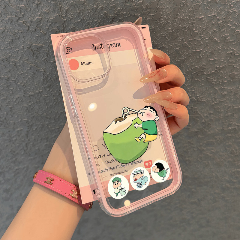 Crayon Shinchan Coconut Bening Case Samsung A37 A57 S26 A07 A17 5G A06 A16 A56 A36 S24 Fe A55 5G A32