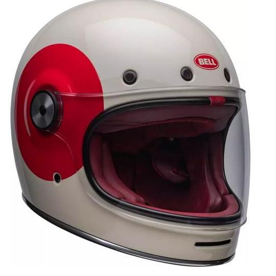 BELL BULLITT TT GLOSS VINTAGE WHITE OXBLOOD HELM FULL FACE BELL HELM