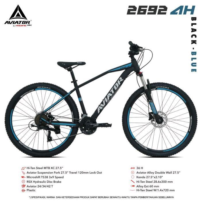 Sepeda Gunung 27,5 Aviator 2692 AH Hidrolic 27 Speed Forklock Suspention