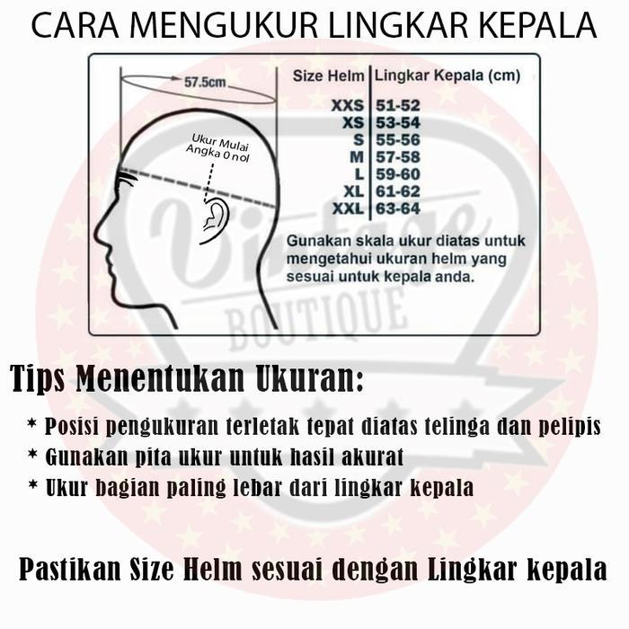 Premium Helm Vintage Cetok Chips Retro Bogo Setengah Kepala Dewasa Ukuran M L Original