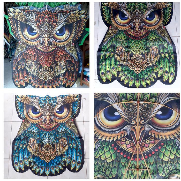 Terlaris Layangan Celepuk Kain Knock Down Printing Bulu Burung Bali Layang Knockdown Best Quality