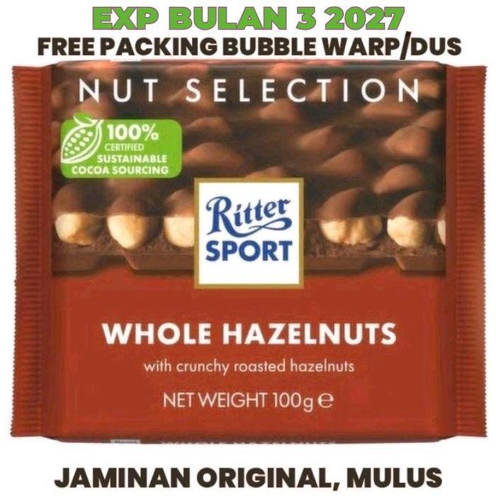 DISKON EXP 2027 MARET Ritter Sport Whole Hazelnut 100gr milk coklat dengan kacang hazelnut spesial
