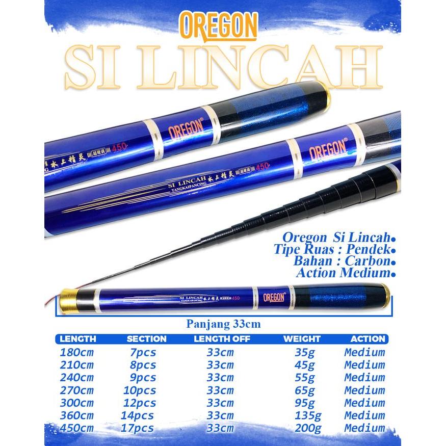 Joran Tegek Ros Pendek Oregon Silincah 180cm sampai 450cm