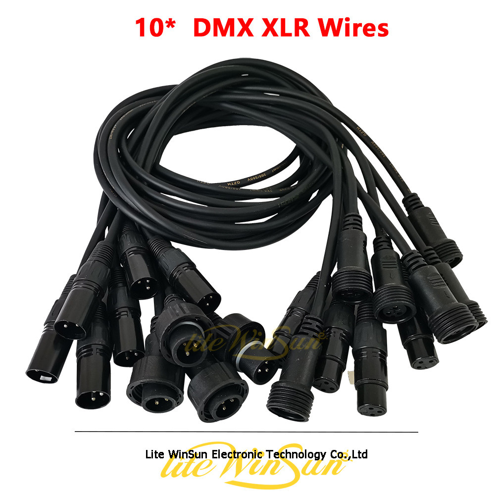 10pc Extension Cord DMX XLR Signal Cable Wires 3-Pin Extend Transfer DMX Signal Cable Waterproof