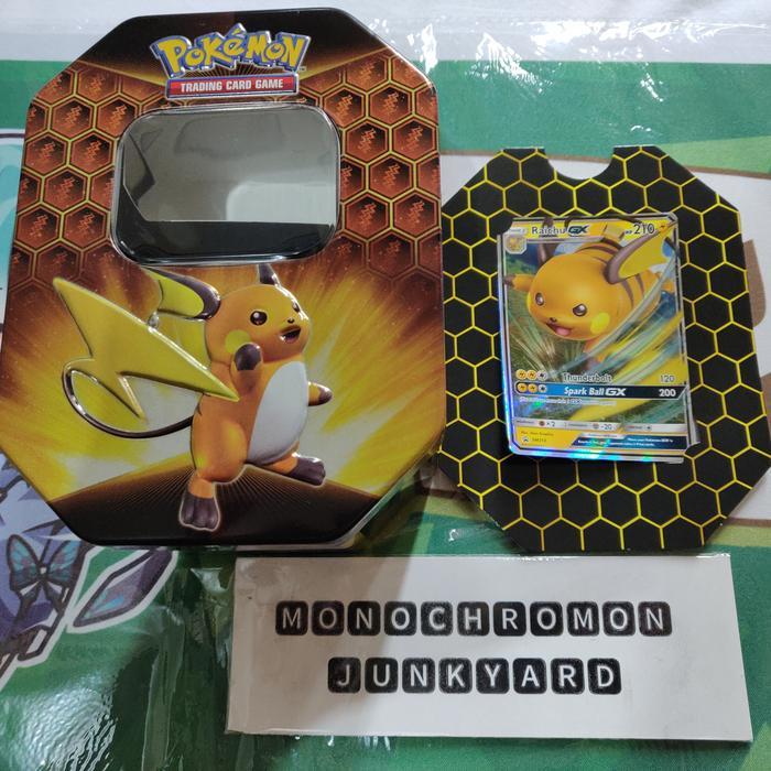 Pokemon TCG EN Sun Moon Hidden Fates Tin + Promo Raichu GX