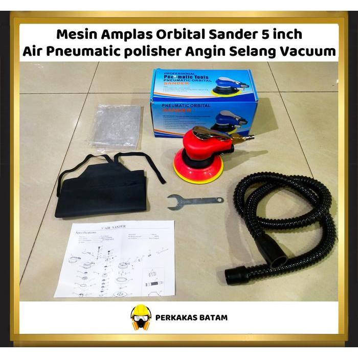 Mesin Amplas Orbital Sander 5" Air Pneumatic Polisher Angin Vacuum Bag