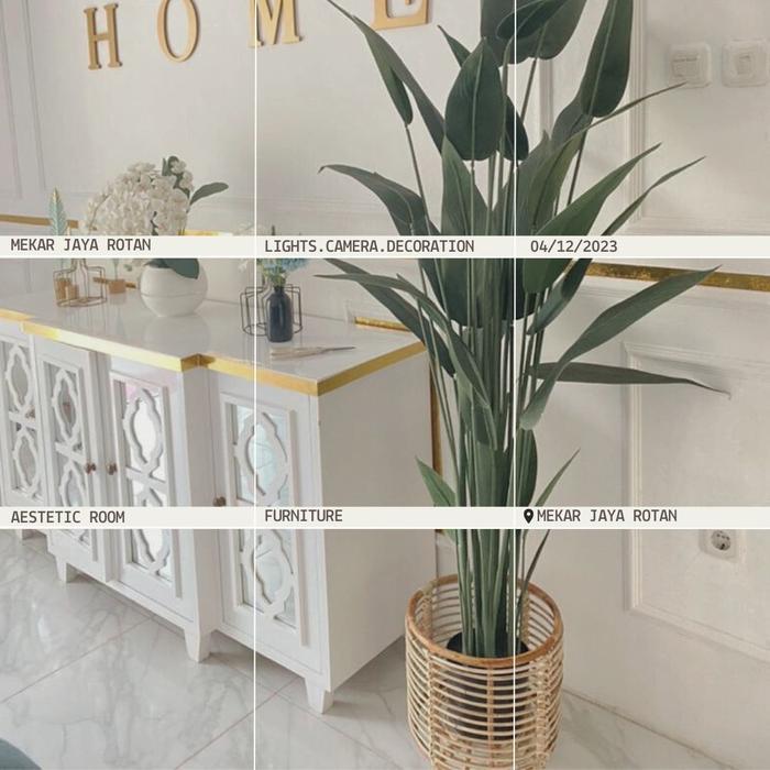 Best Seller Standing Pot Bunga Rotan Alami/ Keranjang Anyaman Cover Pot Rotan Unik Termurah Original