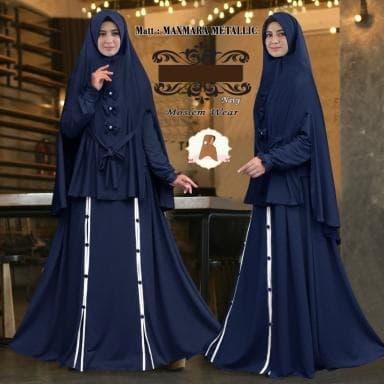 Terbaru 5736 Baju Muslim Gamis Set Hitam Busui Jilbab Instan Panjang No Pad Best Seller