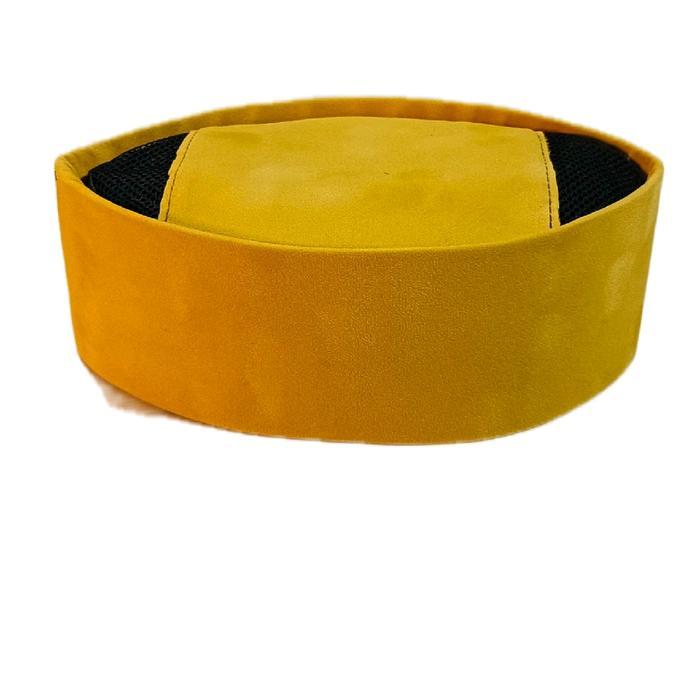 Peci Songkok Warna Kuning Kopiyah Kuning Motif Hitam Untuk Dewasa Pria Dari Katun - Putih, Muslim,