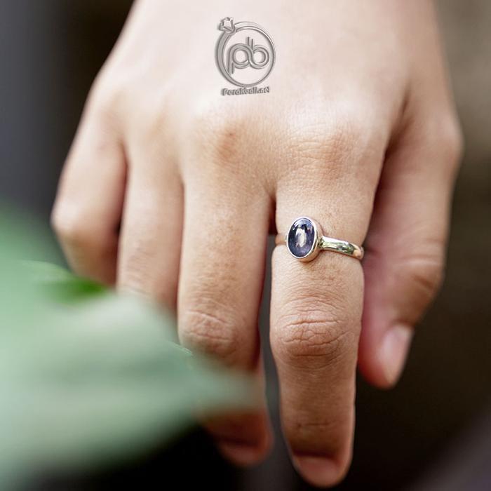 Cincin Blue Safir Wanita Perak Asli 925 Zhavia