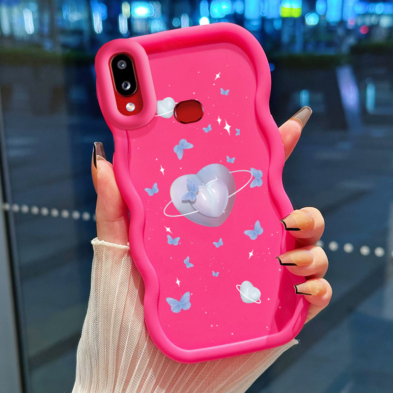 Casing Hp Untuk Samsung A10s M01s Case Hati Persik Cesing Polos Kasing Macaron gelombang Kesing Sili