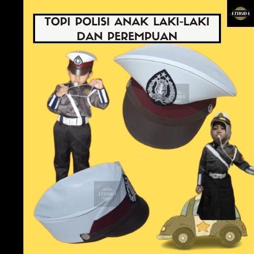 Topi Polisi TK/ Topi Polisi Anak Laki Perempuan/ Polisi Satuan Anak