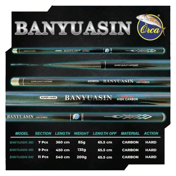 Joran tegek orca Banyuasin 360 450 540 tegek kaku ringan kuat bahan carbon Pancing Ikan