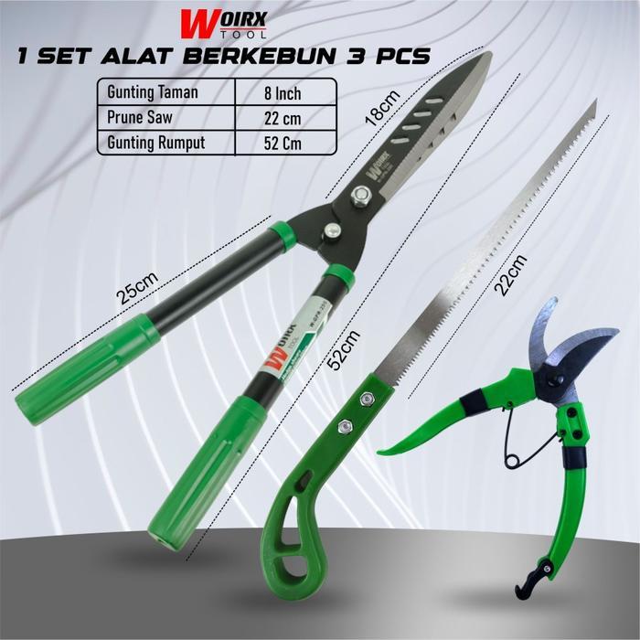 TERLARIS Gunting Rumput Taman Gergaji Lancip Dahan Ranting Gunting Taman 1 SET Alat Berkebun 3 pcs