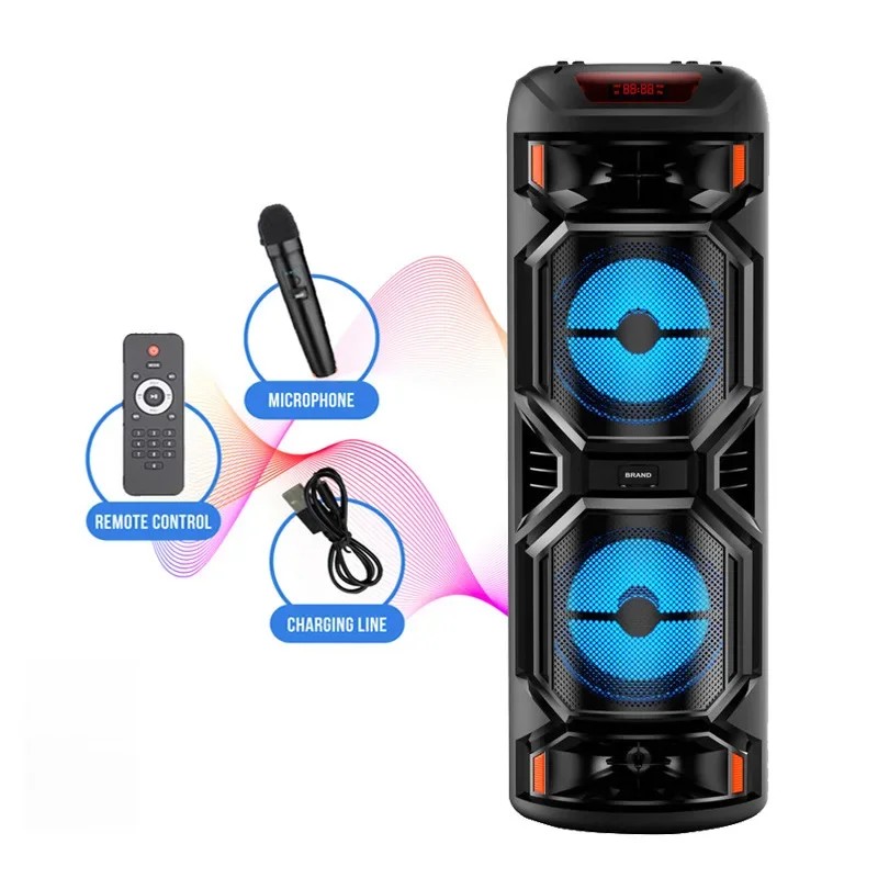 Peak Power 1200W Super Large Outdoor Bluetooth Speaker 8 Inch Double Horn Subwoofer Portable