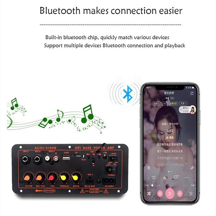 Robot - Amplifier Mini 600W Board Audio Bluetooth Usb Fm Radio Tf Diy 600W - D100 /Power Amplifier