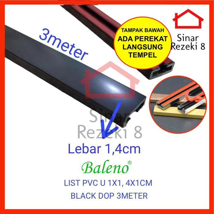 PROMO List PVC U 10 x 14 x 10 mm Hitam Doff Baleno / Plat U Lis T Edging Penutup Celah Strip