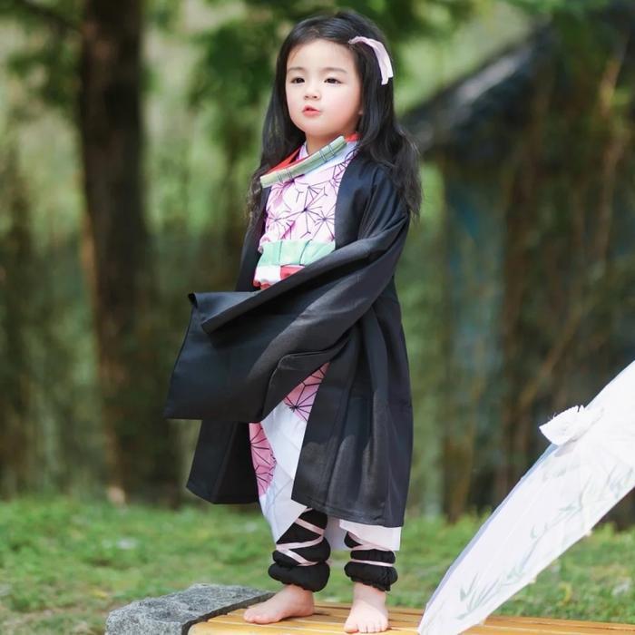 BERKUALITAS Kostum Kimetsu No Yaiba Anak Costume Kids Cosplay Nezuko Kimetsu No Yaiba Haori Nezuko