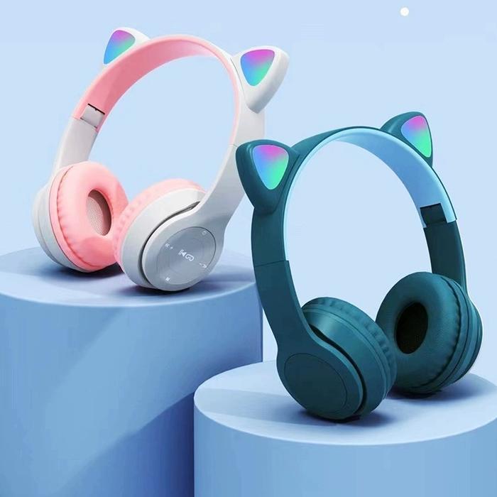 Robot - P47M Headphone Headset Bluetooth Lampu Rgb Led Light Super Bass Earphone Wireless