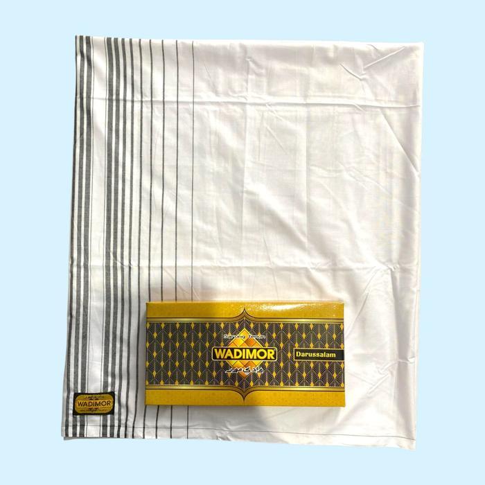 Sarung Wadimor Putih Tumpal Samping Sholat Santri Katun Tenun Lembut