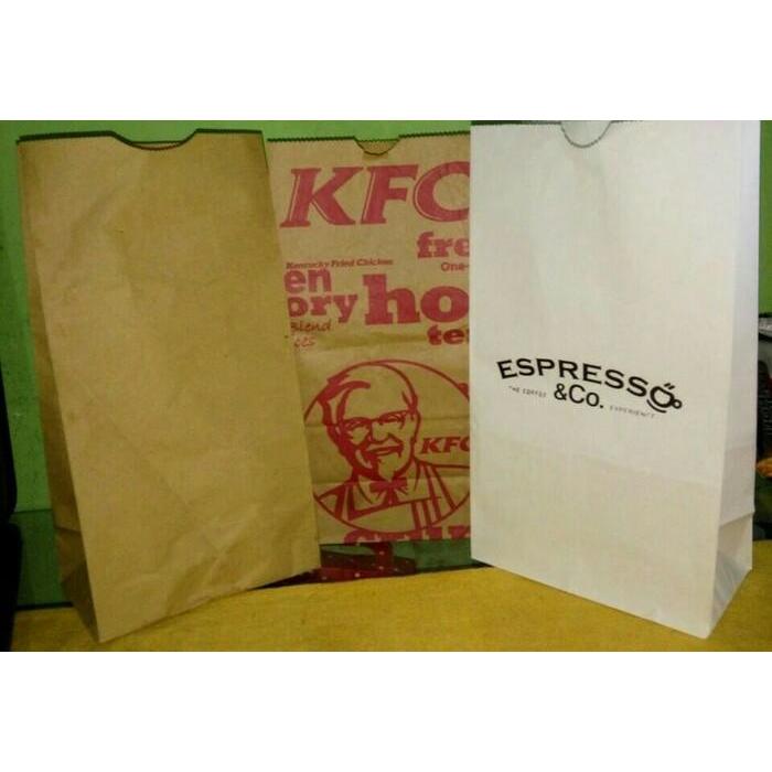 PAPER BAG / KANTONG KERTAS ROTI WARNA PUTIH DAN COKLAT BISA CUSTOM