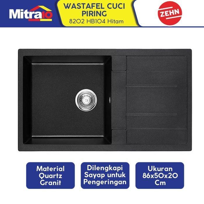 Wastafel Granite Zehn+ 1 Kolom Hitam 86x50x20cm 8202 HB104 - Granite Sink 1 Bowl