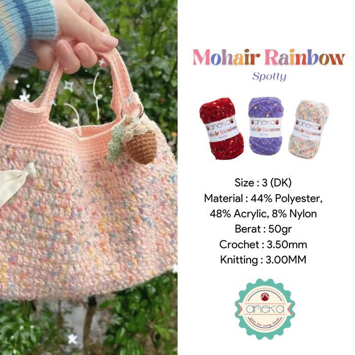 KATALOG - Benang Rajut Mohair Rainbow Spotty Yarn / Bintik Warna