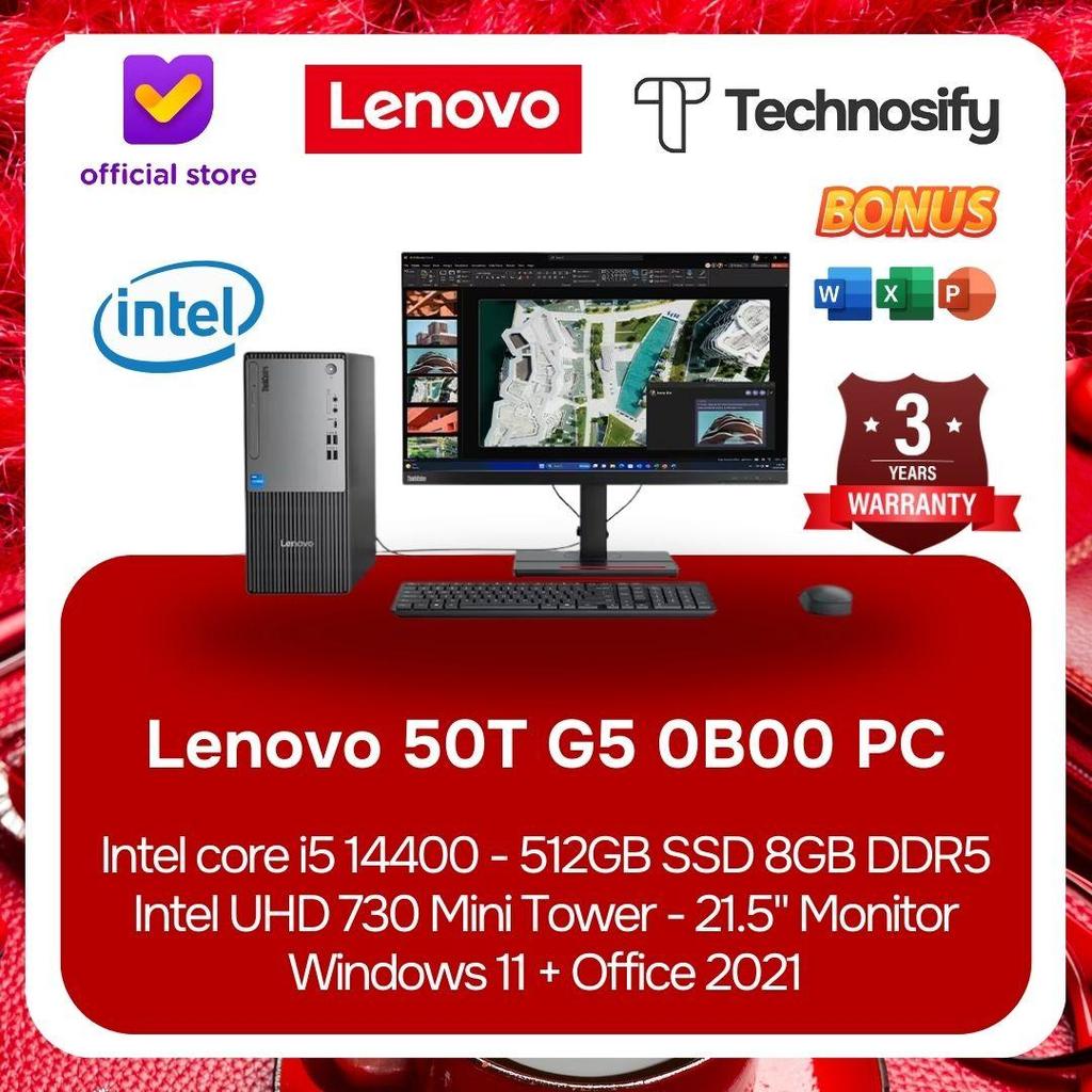 Lenovo 50T G5 0B00 PC i5 14400 512GB SSD 8GB DDR5 Intel UHD 730 Mini Tower Windows 11 + Office 2021 